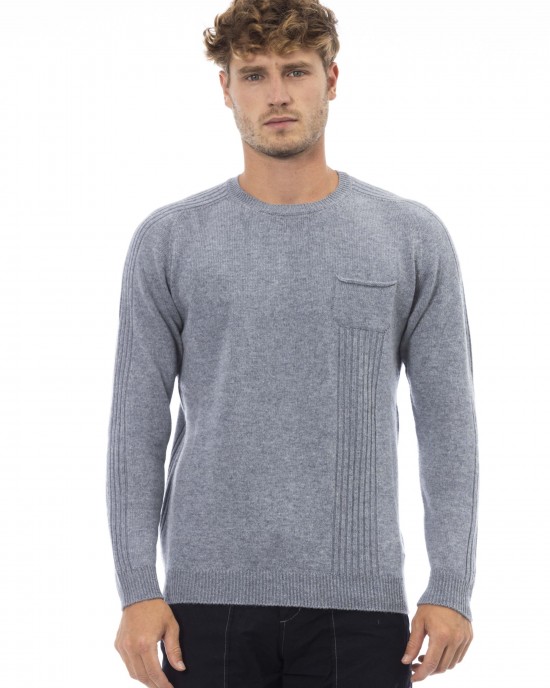 Crewneck Sweater. Long Sleeves. Fine Rib Collar. Cuffs And Bottom Hem. Front Pocket.