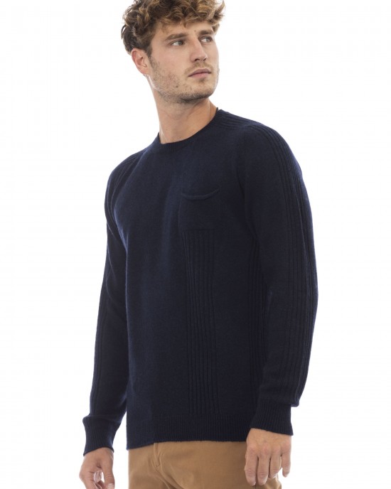 Crewneck Sweater. Long Sleeves. Fine Rib Collar. Cuffs And Bottom Hem. Front Pocket.