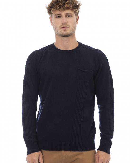 Crewneck Sweater. Long Sleeves. Fine Rib Collar. Cuffs And Bottom Hem. Front Pocket.