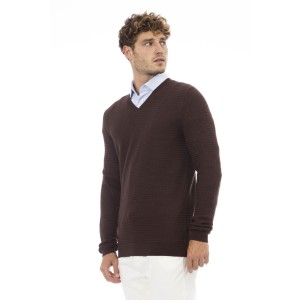 V-neck Sweater Long Sleeves. Fine Rib Collar. Cuffs And Bottom Hem.