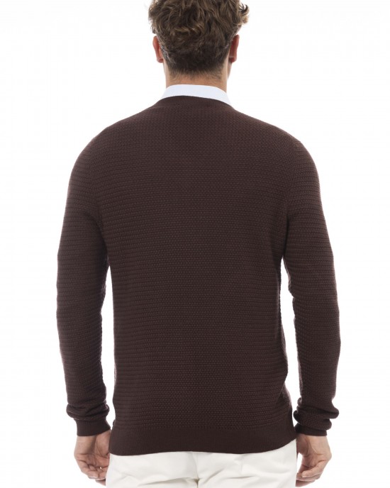 V-neck Sweater Long Sleeves. Fine Rib Collar. Cuffs And Bottom Hem.