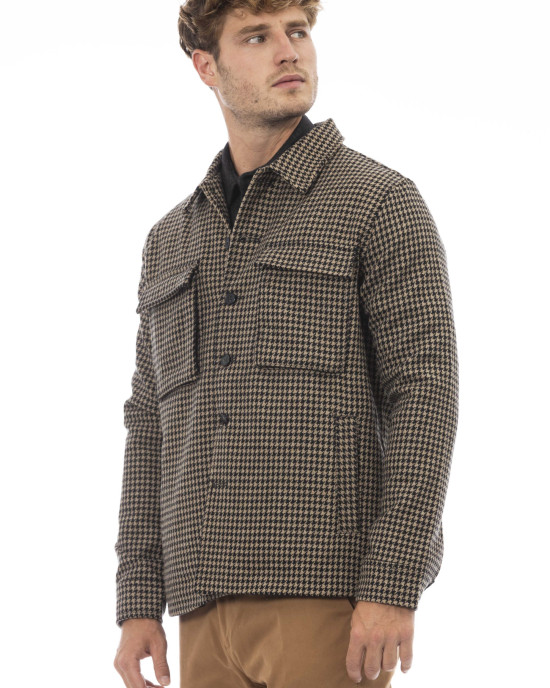 Houndstooth Shirt. Button Closure. Front And Side Pockets.