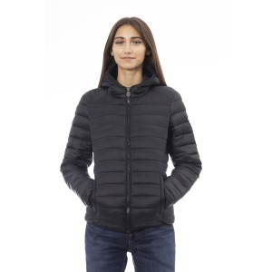 Women's Jacket With Hood. Horizontally Quilted. Customized Braces Inside That Allow The Garment To Be Worn As If It Were A Backpack. Contrasting Patch On The Left Sleeve. Wrists And Bottom With Matching Elastic. Light Padding (approximately 100g).