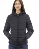 Women's Jacket With Hood. Horizontally Quilted. Customized Braces Inside That Allow The Garment To Be Worn As If It Were A Backpack. Contrasting Patch On The Left Sleeve. Wrists And Bottom With Matching Elastic. Light Padding (approximately 100g).