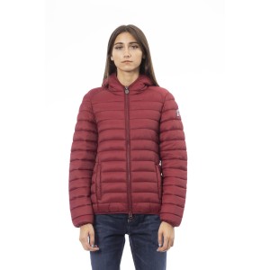 Women's Jacket With Hood. Horizontally Quilted. Customized Braces Inside That Allow The Garment To Be Worn As If It Were A Backpack. Contrasting Patch On The Left Sleeve. Wrists And Bottom With Matching Elastic. Light Padding (approximately 100g).