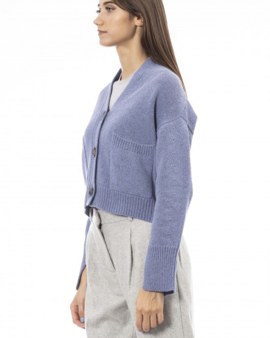 Cardigan. Button Closure. Front Pockets. Fine Ribbed Collar Cuffs And Bottom.