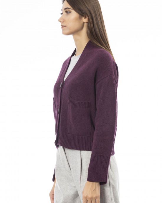 Cardigan. Button Closure. Front Pockets. Fine Ribbed Collar Cuffs And Bottom.