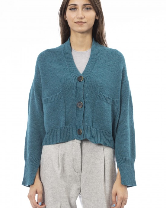 Cardigan. Button Closure. Front Pockets. Fine Ribbed Collar Cuffs And Bottom.