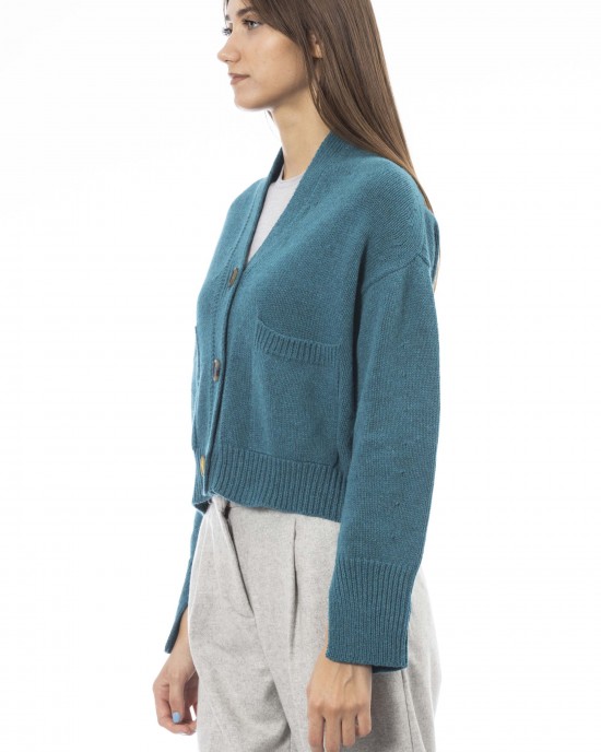 Cardigan. Button Closure. Front Pockets. Fine Ribbed Collar Cuffs And Bottom.