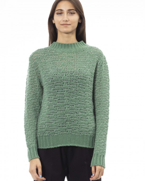 Mock Neck Sweater. Ribbed Collar Cuffs And Bottom.