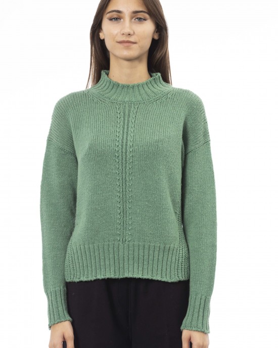 Mock Neck Sweater. Side Slits. Ribbed Collar. Cuffs And Bottom.