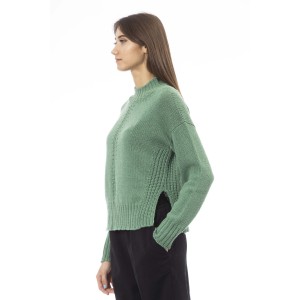Mock Neck Sweater. Side Slits. Ribbed Collar. Cuffs And Bottom.