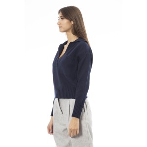 V-neck Sweater Ribbed Cuffs And Bottom. Front Pocket.