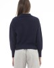 V-neck Sweater Ribbed Cuffs And Bottom. Front Pocket.