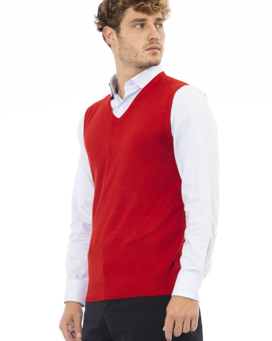 Vest With V-neckline Fine Rib Knit Collar And Bottom. Regular Fit.