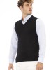 Vest With V-neckline Fine Rib Knit Collar And Bottom. Regular Fit.