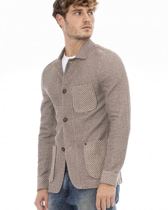 Fabric Jacket. Classic Model. Front Pockets. Button Closure.