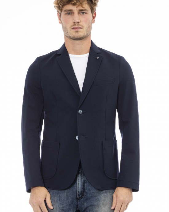 Fabric Jacket. Classic Model. Front Pockets. Button Closure.