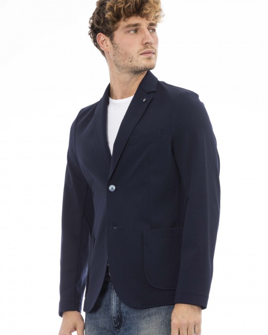 Fabric Jacket. Classic Model. Front Pockets. Button Closure.