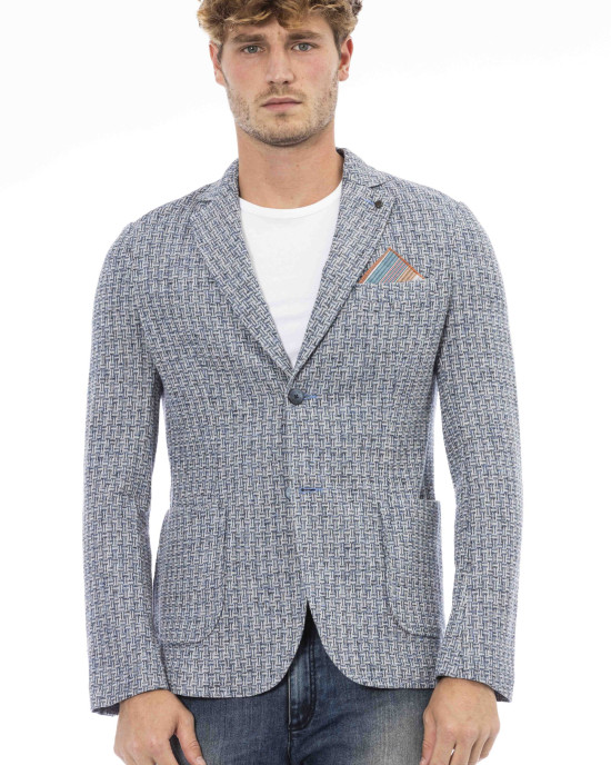 Fabric Jacket. Classic Model. Front Pockets. Button Closure.