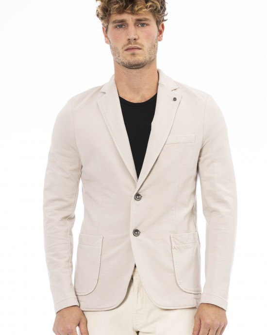 Fabric Jacket. Classic Model. Front Pockets. Button Closure.