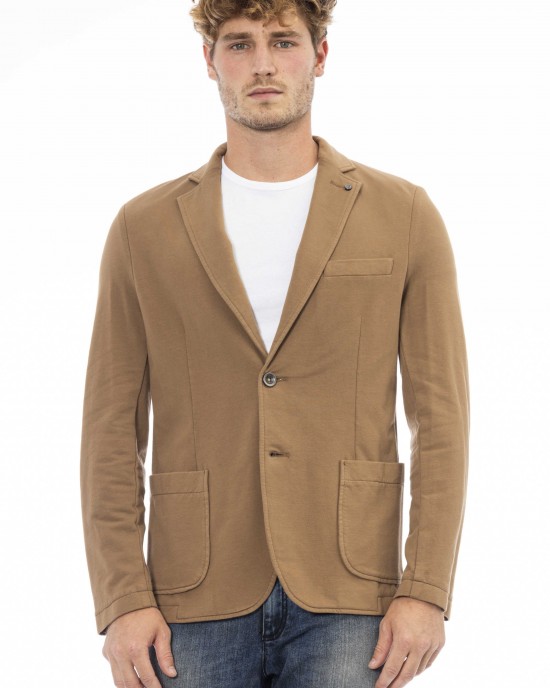 Fabric Jacket. Classic Model. Front Pockets. Button Closure.