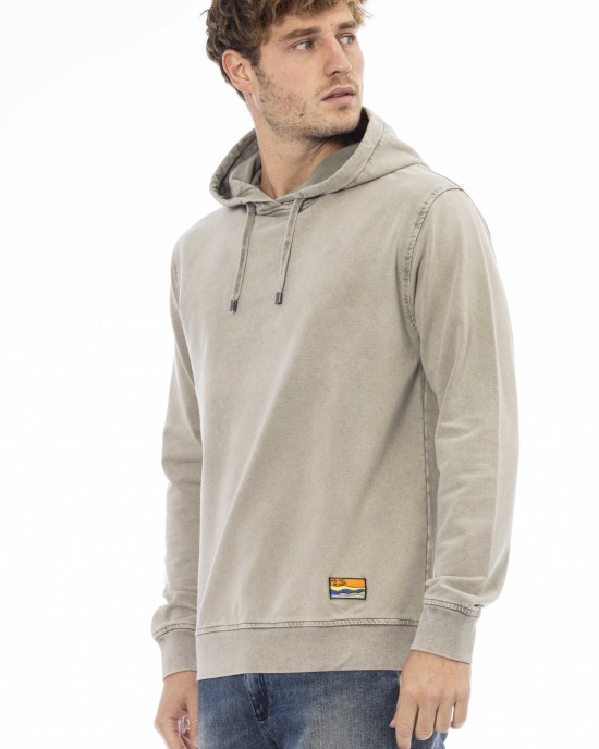 Sweatshirt With Hood And Drawstring. Long Sleeves. Fine Ribbed Cuffs And Bottom Hem.