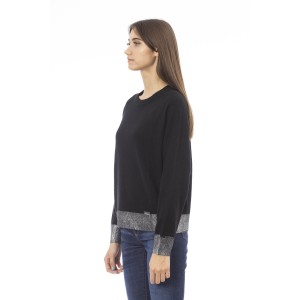 Sweater With Crew Neck. Long Sleeves. Baldinini Trend Monogram In Metal. Ribbed Neck Wrists And Bottom Of The Knit. Fine Rib Collar Cuffs And Bottom Hem.