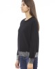 Sweater With Crew Neck. Long Sleeves. Baldinini Trend Monogram In Metal. Ribbed Neck Wrists And Bottom Of The Knit. Fine Rib Collar Cuffs And Bottom Hem.