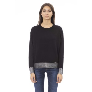 Sweater With Crew Neck. Long Sleeves. Baldinini Trend Monogram In Metal. Ribbed Neck Wrists And Bottom Of The Knit. Fine Rib Collar Cuffs And Bottom Hem.