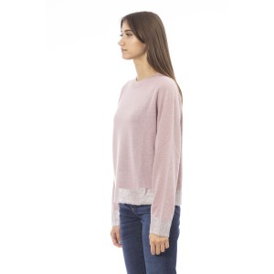 Sweater With Crew Neck. Long Sleeves. Baldinini Trend Monogram In Metal. Ribbed Neck Wrists And Bottom Of The Knit. Fine Rib Collar Cuffs And Bottom Hem.