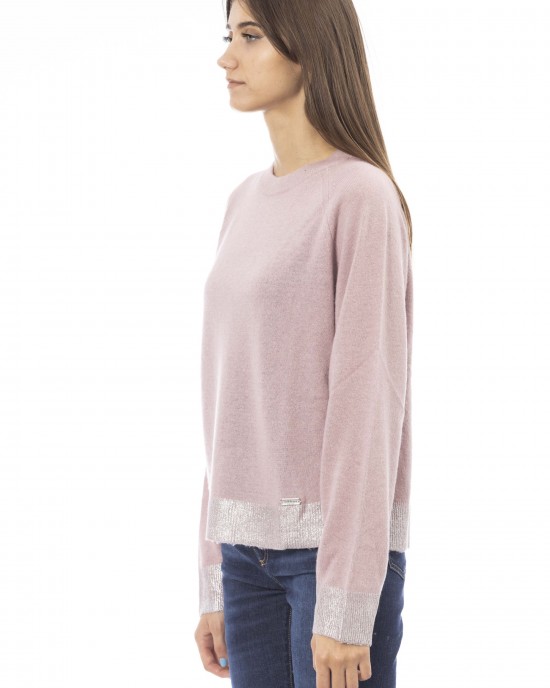 Sweater With Crew Neck. Long Sleeves. Baldinini Trend Monogram In Metal. Ribbed Neck Wrists And Bottom Of The Knit. Fine Rib Collar Cuffs And Bottom Hem.