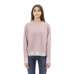 Sweater With Crew Neck. Long Sleeves. Baldinini Trend Monogram In Metal. Ribbed Neck Wrists And Bottom Of The Knit. Fine Rib Collar Cuffs And Bottom Hem.