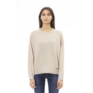 Sweater With Crew Neck. Long Sleeves. Baldinini Trend Monogram In Metal. Ribbed Neck Wrists And Bottom Of The Knit. Fine Rib Collar Cuffs And Bottom Hem.