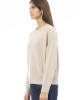 Sweater With Crew Neck. Long Sleeves. Baldinini Trend Monogram In Metal. Ribbed Neck Wrists And Bottom Of The Knit. Fine Rib Collar Cuffs And Bottom Hem.