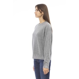 Sweater With Crew Neck. Long Sleeves. Baldinini Trend Monogram In Metal. Ribbed Neck Wrists And Bottom Of The Knit. Fine Rib Collar Cuffs And Bottom Hem.