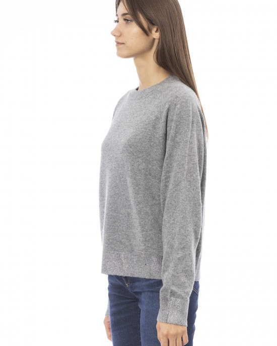 Sweater With Crew Neck. Long Sleeves. Baldinini Trend Monogram In Metal. Ribbed Neck Wrists And Bottom Of The Knit. Fine Rib Collar Cuffs And Bottom Hem.