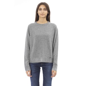 Sweater With Crew Neck. Long Sleeves. Baldinini Trend Monogram In Metal. Ribbed Neck Wrists And Bottom Of The Knit. Fine Rib Collar Cuffs And Bottom Hem.