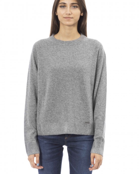 Sweater With Crew Neck. Long Sleeves. Baldinini Trend Monogram In Metal. Ribbed Neck Wrists And Bottom Of The Knit. Fine Rib Collar Cuffs And Bottom Hem.