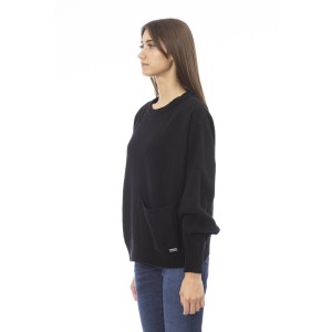 Sweater With Crew Neck. Long Sleeves. Front Pocket. Baldinini Trend Monogram In Metal. Ribbed Neck Wrists And Bottom Of The Knit. Rib Collar Cuffs And Bottom Hem.