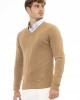 V-neck Sweater. Long Sleeves. Neck. Cuffs And Bottom Of Fine Ribbed Knit. Regular Fit. Baldinini Trend Monogram In Metal.