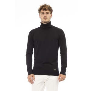 Turtleneck Sweater. Long Sleeves. Fine Ribbed Collar Cuffs And Bottom. Baldinini Trend Monogram In Metal.