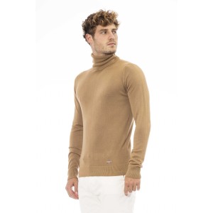 Turtleneck Sweater. Long Sleeves. Fine Ribbed Collar Cuffs And Bottom. Baldinini Trend Monogram In Metal.