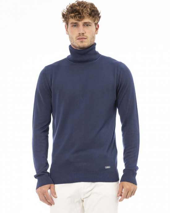 Turtleneck Sweater. Long Sleeves. Fine Ribbed Collar Cuffs And Bottom. Baldinini Trend Monogram In Metal.