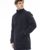 Long Jacket With External Welt Pockets. Baldinini Trend Monogram. Front Closure With Zip And Buttons.