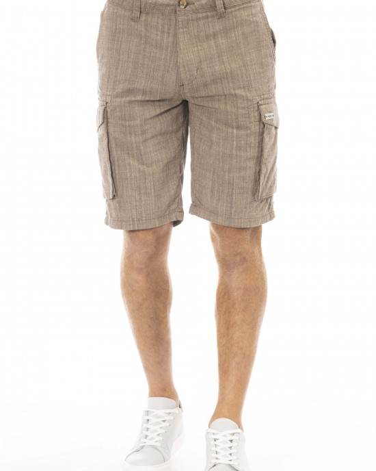Cargo Shorts. Non Uniform Color Fabric. Front Zipper And Button Closure. Side Pockets And Pockets At The Bottom Of The Garment. Back Welt Pockets.