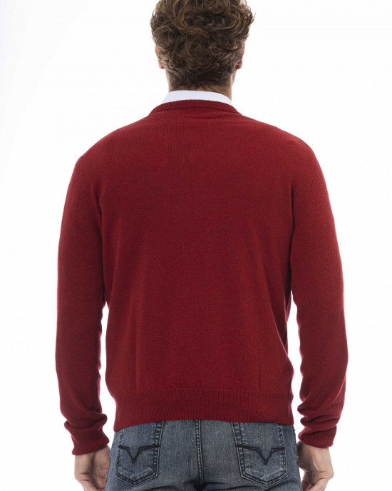 V-neck Sweater. Long Sleeves. Neck Cuffs And Bottom Of Fine Ribbed Knit. Regular Fit. Embroidered Logo.