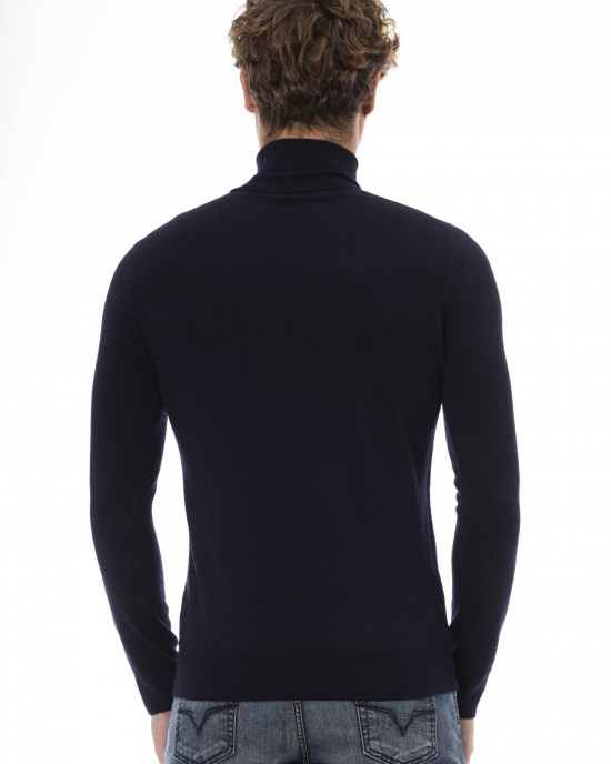 Turtleneck Sweater. Long Sleeves. Fine Ribbed Collar Cuffs And Bottom. Baldinini Trend Monogram In Metal.