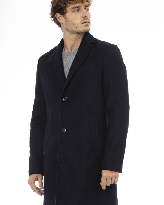 Coat With Button Closure. Side And Front Pockets.