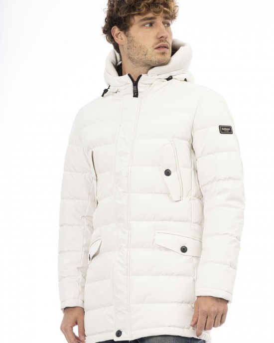 Hooded Jacket. Zip Closure. Front Pockets. Monogram Baldinini Trend.